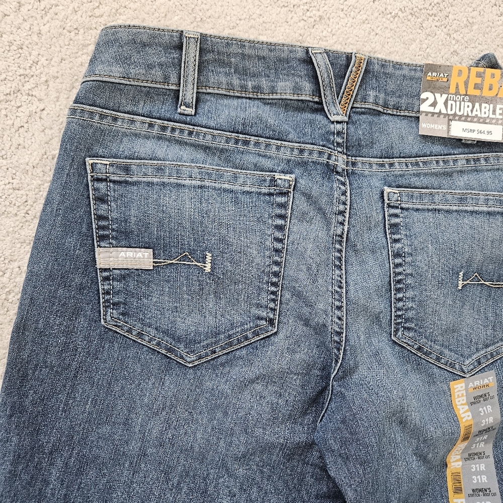 NWT Ariat | Rebar Mid Rise Raven DuraStretch In Sofia Boot Cut Jean Womens 31R - Picture 9 of 9